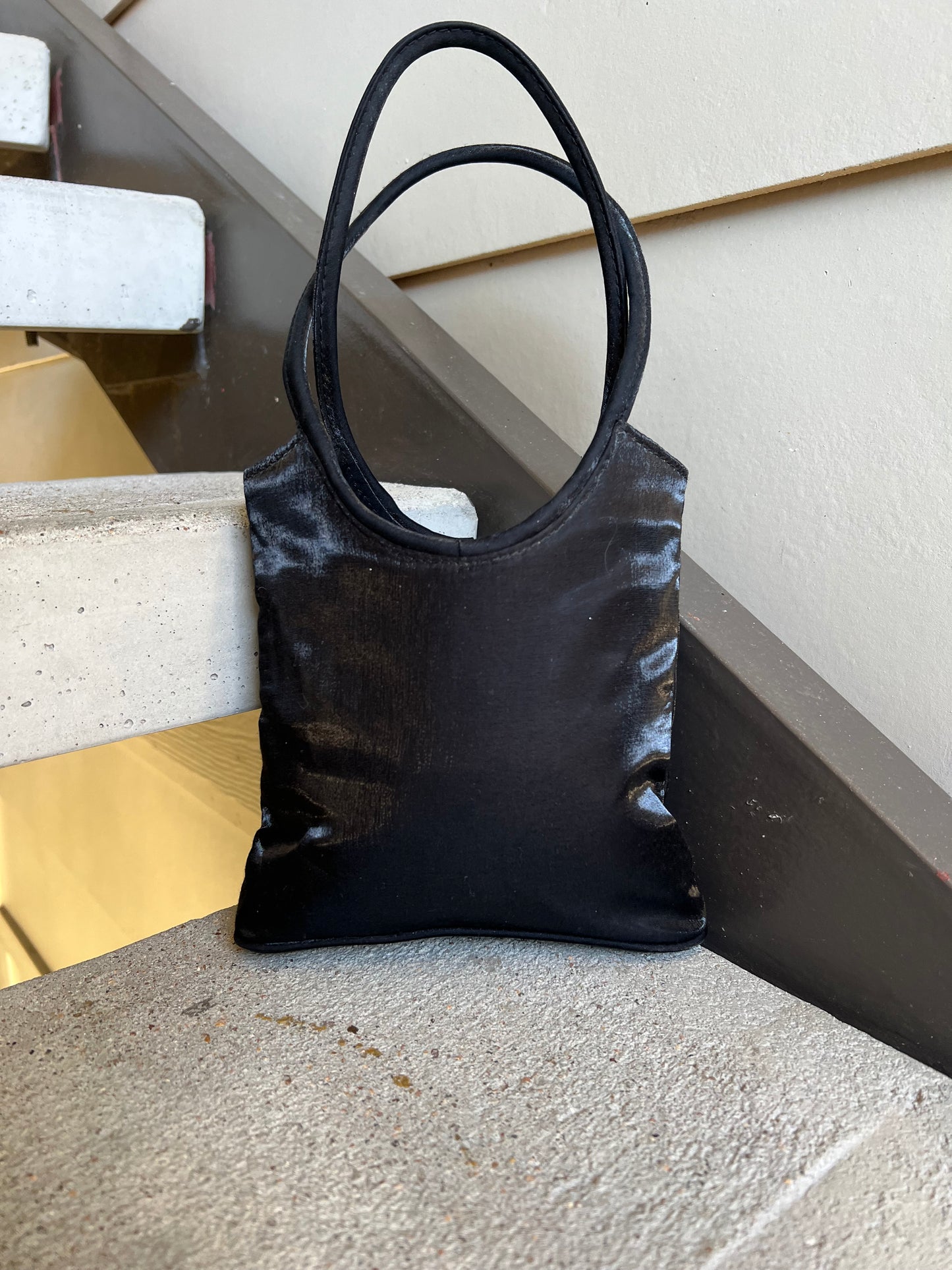 Black satin bag