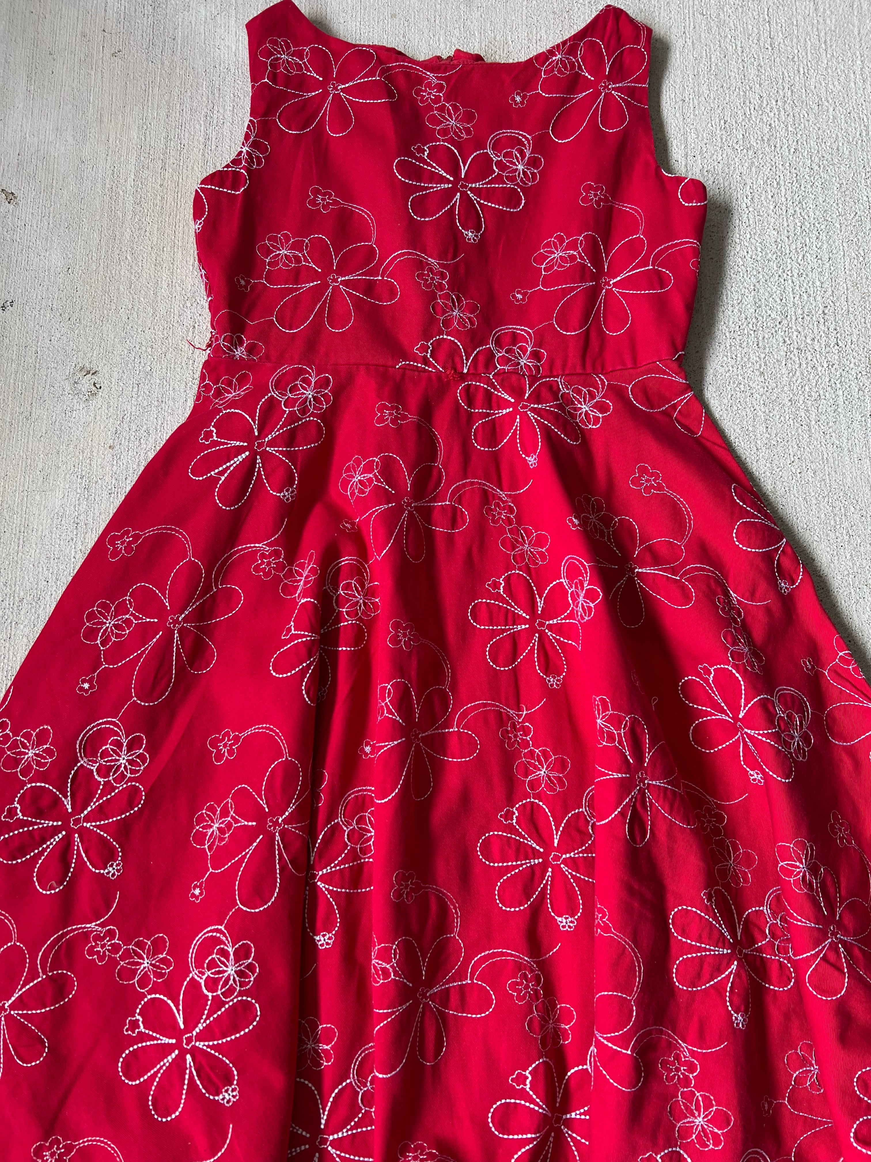 Red Embroidered Dress