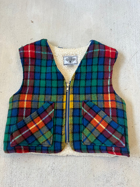 Plaid Shearling Vest