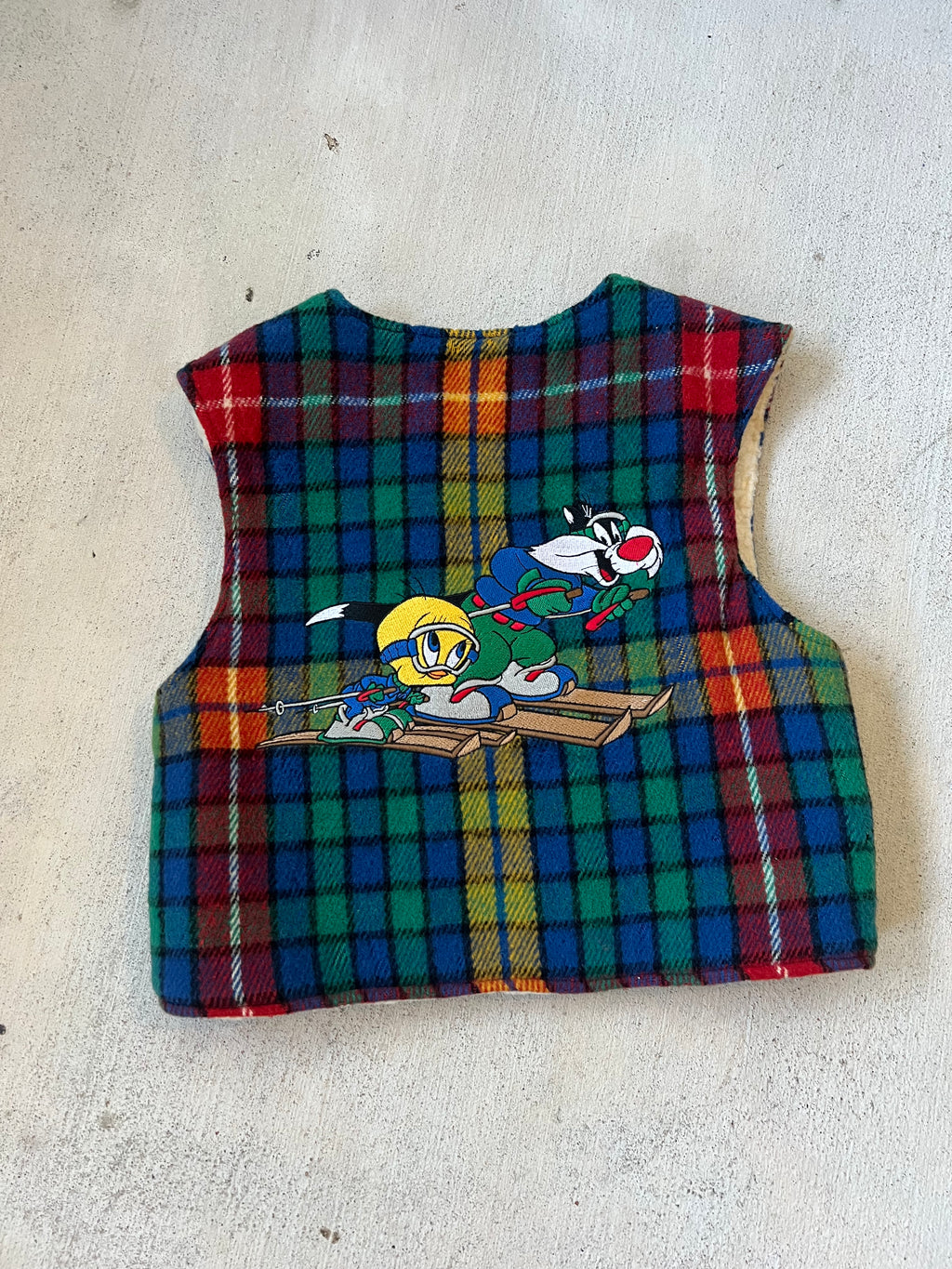 Plaid Shearling Vest