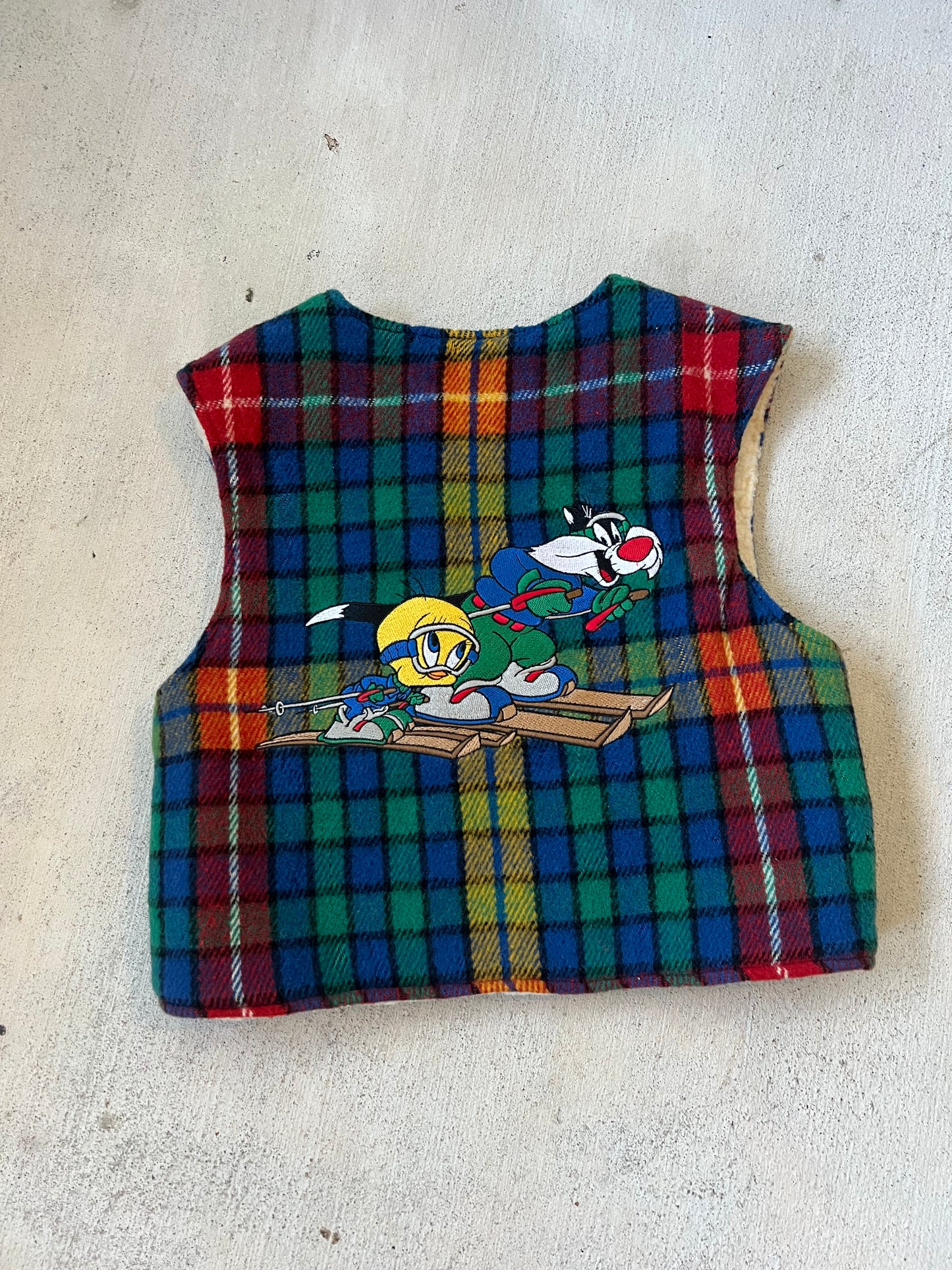 Plaid Shearling Vest