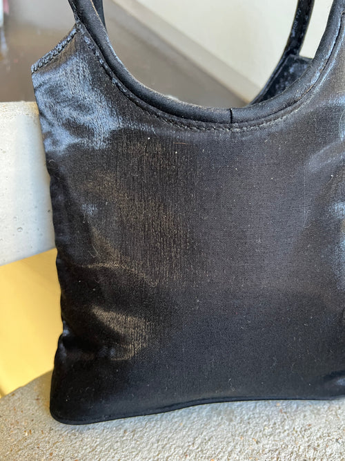 Black satin bag