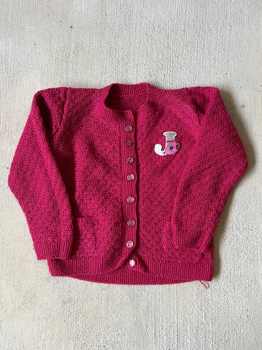 Pink “J” Cardigan