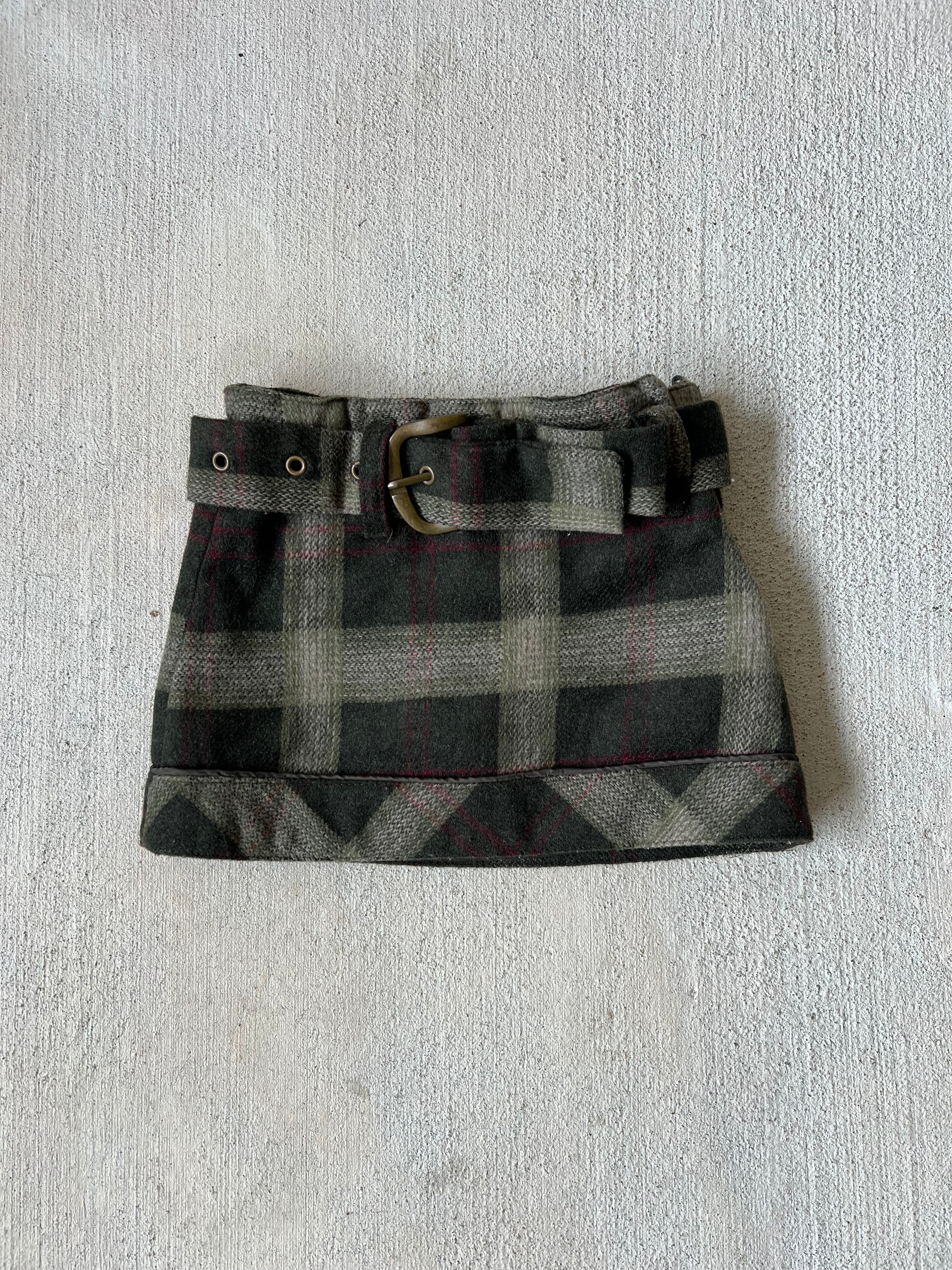 Plaid Mini Buckle Skirt || (2T)