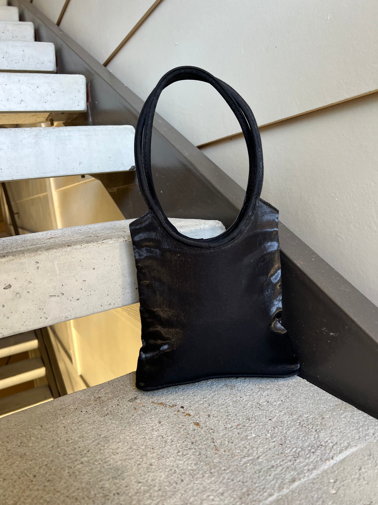 Black satin bag